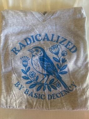 Radicalized by Basic Decency Bird Graphic Tee,Sz S